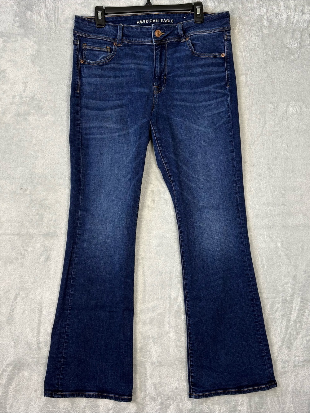 American Eagle Women Kick Boot Jeans Dark Wash Super Stretch 16 Reg. 33x30.5